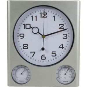 Orologio da parete, con igrometro e termometro (gradi Centigradi e Fahrenheit)