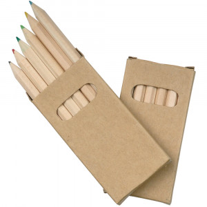 Set di matite colorate (6) in scatola di cartone- sezione esagonale