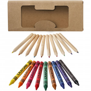 Set di matite e pastelli a cera a colori da 19 pezzi Lucky