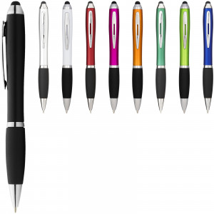 Penna a sfera a colori con stylus e impugnatura nera Nash inchiostro blu