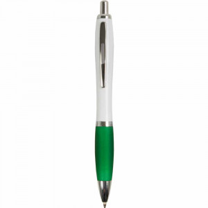 Penna a scatto in plastica resistente plastica ABS, con fusto bianco, impugnatura a colori gommata
