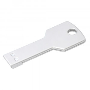 Chiavetta USB 4Gb in metallo a forma di chiave con foro per portachiavi