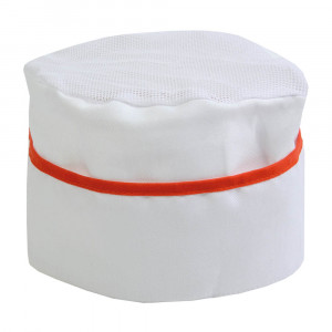 Cappello da cuoco bianco con bordo a colori
