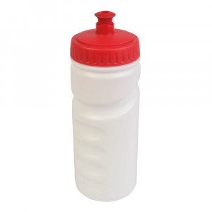 Borraccia in plastica BPA free (senza traccia di bisfenolo) (500ml) bianca con tappo a colori