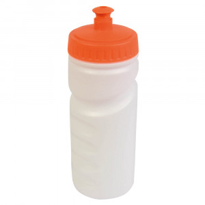 Borraccia in plastica BPA free (senza traccia di bisfenolo) (500ml) bianca con tappo a colori