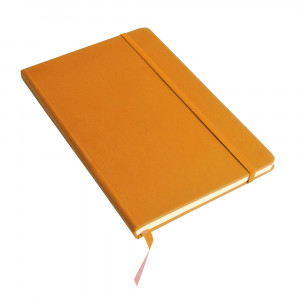 Quaderno in PU con elastico a colori, fogli a righe (80 pag.) colore avorio, segnalibro in