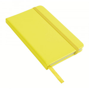 Quaderno in PU in colore fluorescente con elastico a colori, fogli a righe (80 pag.), segnalibro i
