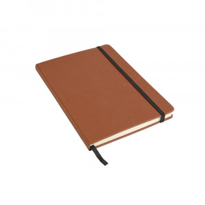 Quaderno in PU con elastico, fogli a righe color avorio (80 pag.), segnalibro in raso