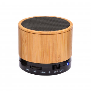 Mini altoparlante Bluetooth V 5.0 cilindrico in bambù e resistente plastica ABS