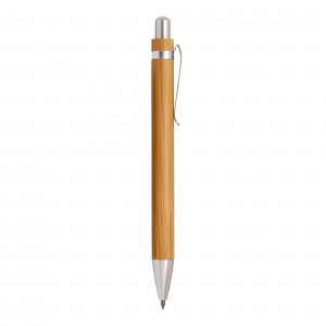 Penna in bambù senza inchiostro, con clip in metallo