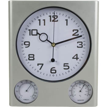 Orologio da parete, con igrometro e termometro (gradi Centigradi e Fahrenheit)