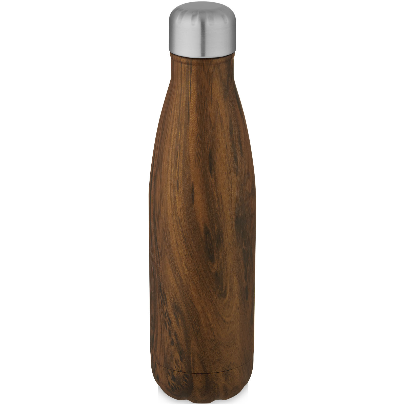 Bottiglia Cove da 500 ml con isolamento sottovuoto in acciaio inossidabile e motivo ornamentale in legno