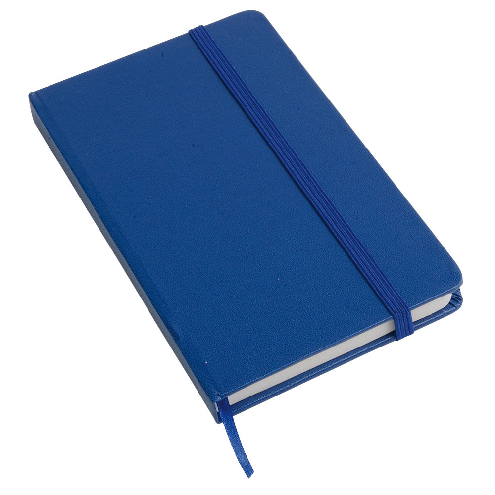 Quaderno in PVC con elastico a colori, fogli bianchi (80 pag.), segnalibro in raso