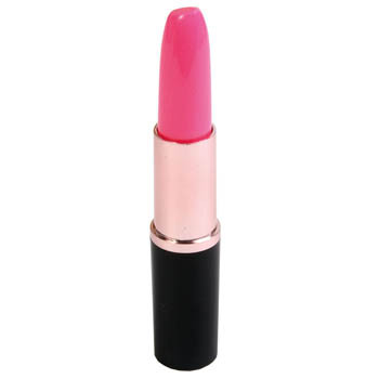 Penna in plastica a forma di rossetto con luce e cappuccio rosa