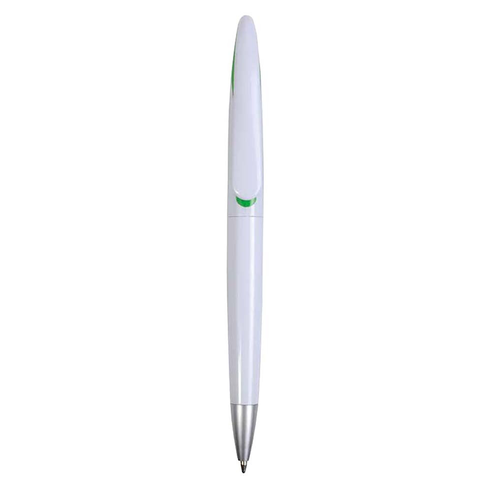 Penna a scatto in plastica con fusto bianco e clip curva con interno a colori, refill jumb