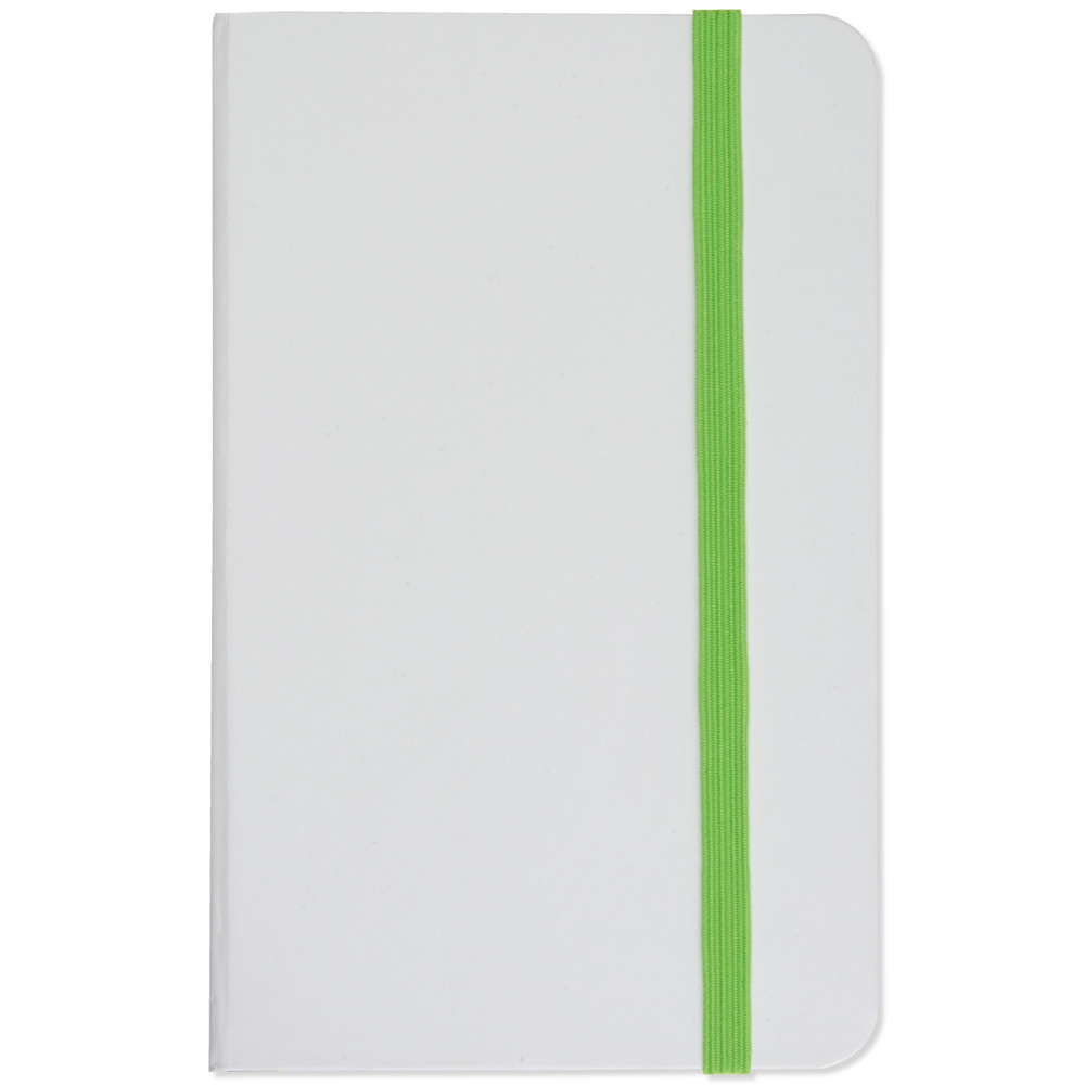 Quaderno in PU con elastico a colori, fogli a righe (80 pag.), segnalibro in raso