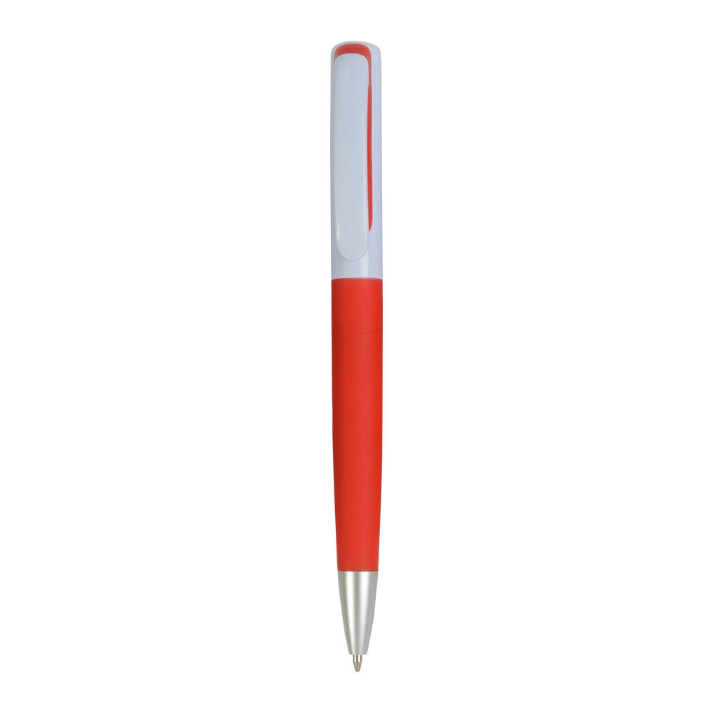 Penna twist in plastica con parte a colori gommata
