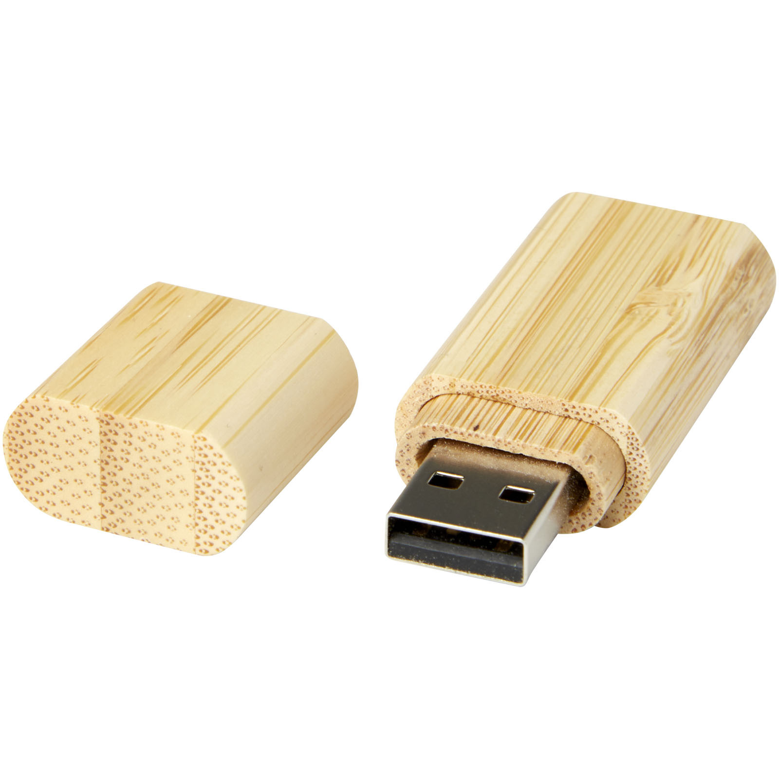 USB 2.0 in bambù con portachiavi