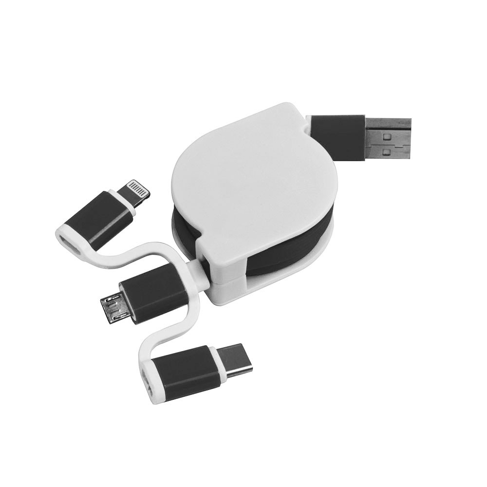 Cavo alimentazione USB-type C / lighting / microUSB retrattile