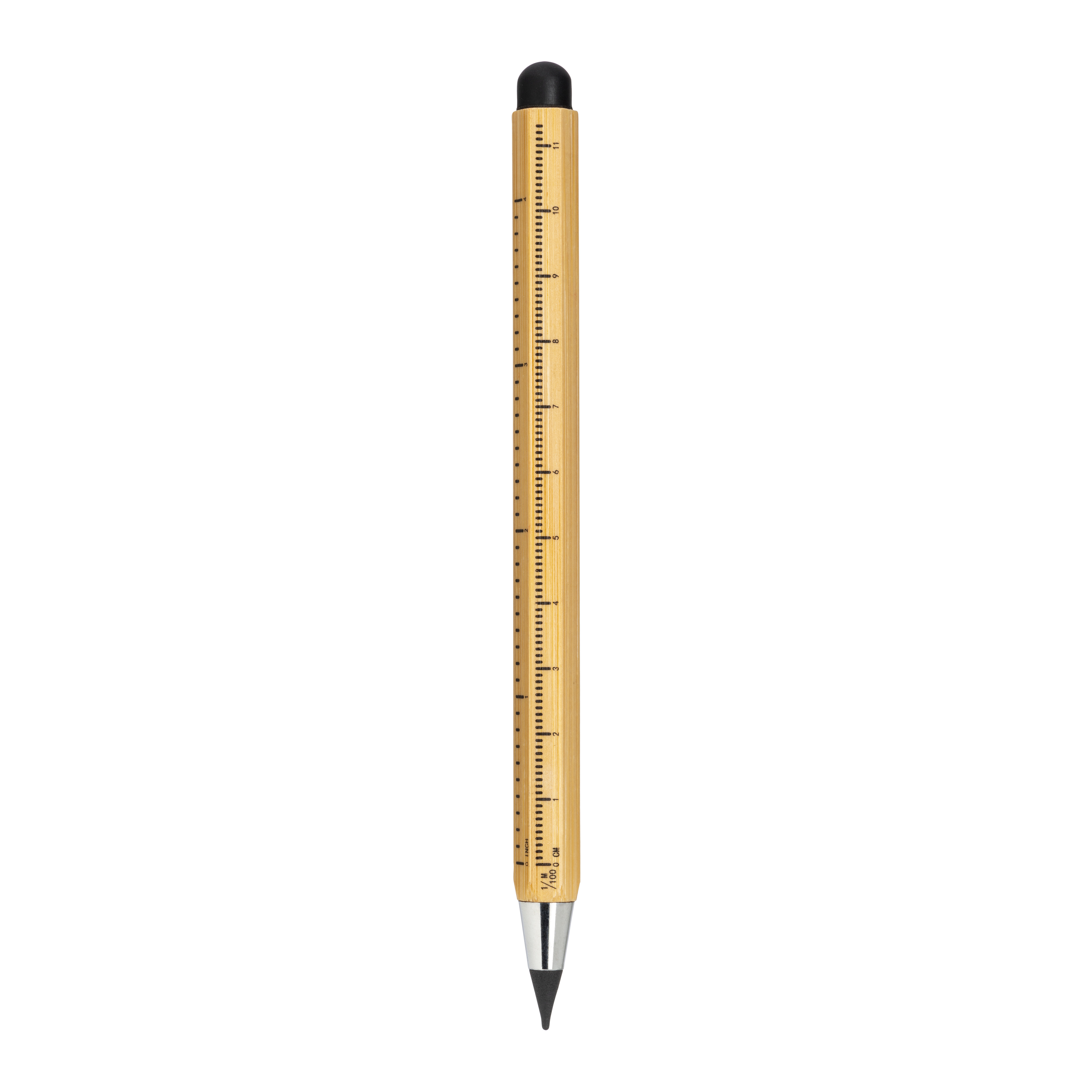 Penna righello in bambù senza inchiostro, con gommino touch screen